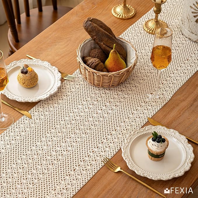 Boho Fall Table Runner Burlap for Home Kitchen Decor 12x72 Inch | 72 Inch Long - Image 4