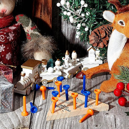 Skylety 12 Pack Triangle Peg Games Wooden Board Table Game for Family Boys Girls Adults, Learning Toys Travel Peg Jump Toys Triangle Puzzle Brain Teaser Christmas Gifts (Blue,Orange)