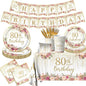 80th Birthday Party Tableware, Tablecloth, 80 and Fabulous Banner, 80th by Unknown