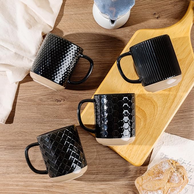 GBhome Coffee Mugs Set of 4, 12 oz Black Coffee Cups - Image 8