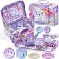 JOYIN Unicorn Tea Party Set for Little Girls, Pretend Purple Tin Teapot Set by JOYIN