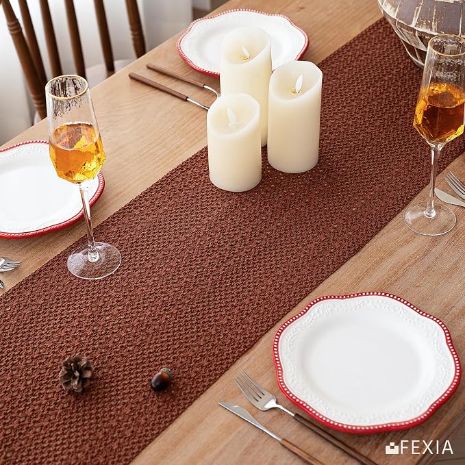 Boho Fall Table Runner Crochet for Home Kitchen Decor 13x72 Inch | 72 Inch Long - Image 4