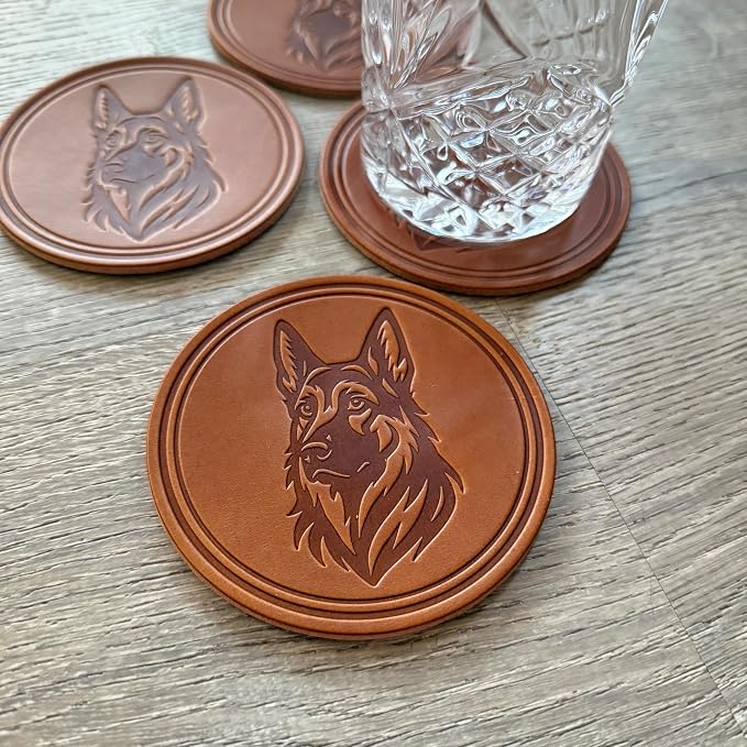 Dog Breed Leather Coasters – Premium Full Grain Table Protectors - Image 6