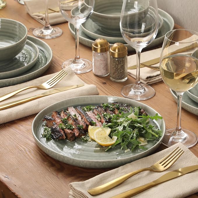 Gibson Elite Eclipse Swirls Plates and Bowls Sets, 12-Piece Stoneware - Image 2