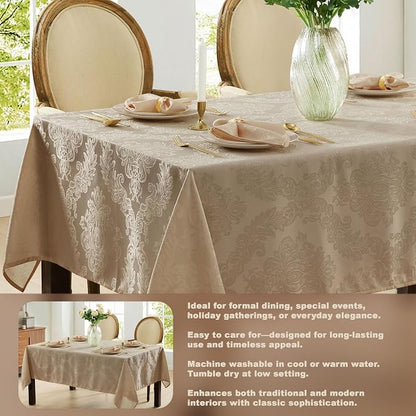 Newbridge Barcelona Luxury Damask Fabric Tablecloth, 60” Wide x 84” Rectangle - Image 3