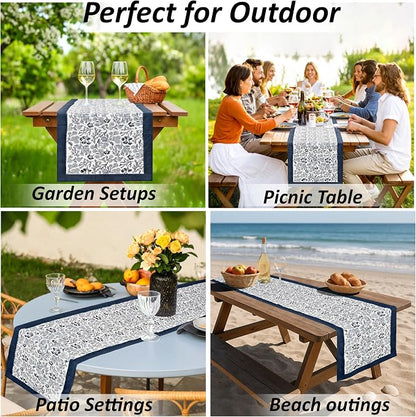 Denim Blue Hand Block Print 100% Cotton Table Runner 16x106 Inch | Perfect - Image 6