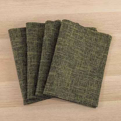 Kevin Textile Christmas Burlap Linen Placemats Set of 6 Heat Resistant Dining Table Place Mats Washable Kitchen Table Mats for Dinning Party Holiday Indoor Outdoor, 13 x19 inches, Peridot Green