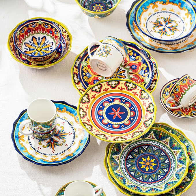 UNICASA Ceramic Dinner Plate Set of 4, 10.5 Inch Porcelain Pasta Plates Set– - Image 5