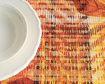 Maison d' Hermine Table Cloth Rectangle Table 100% Cotton 70 x 140 Inches Fall Tablecloth Reusable Everyday Use for Thanksgiving Christmas Decorations Dining Farmhouse Party (Thanksgiving Tartan)