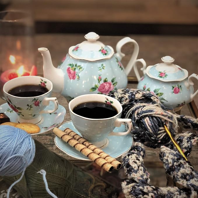 BTaT- Floral Tea Sets for Adults, Service for 4, Pot & Cups - Image 8
