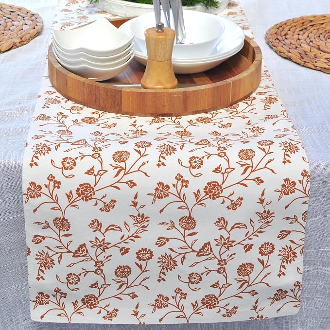 Table Runner 48 inches Long Floral Vintage Flowers Botanical Design Rustic - Image 5