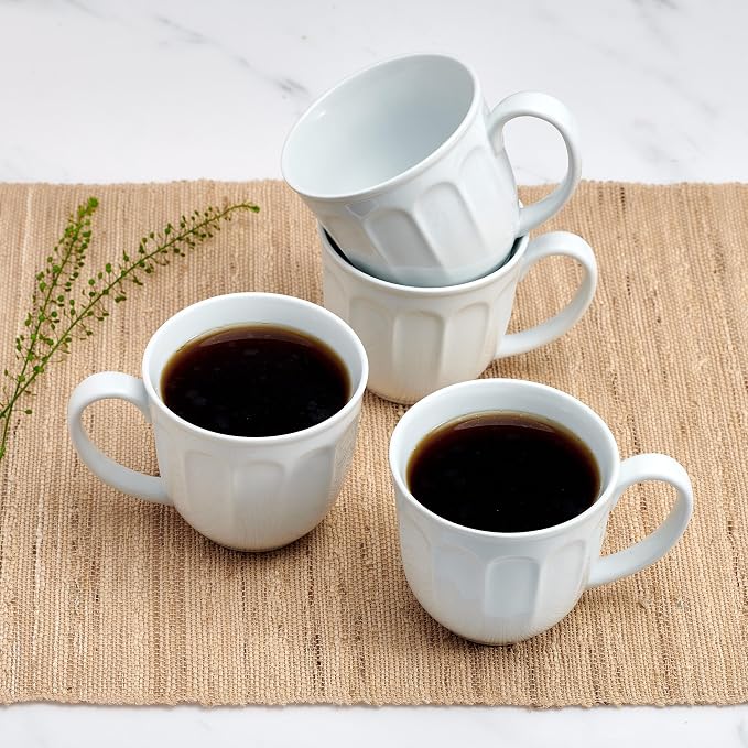 Fitz and Floyd Everyday Vintage Scalloped Set of 4 Porcelain Coffee Tea Mugs - Image 5