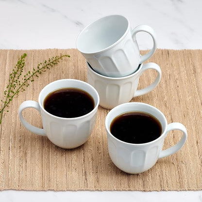 Fitz and Floyd Everyday Vintage Scalloped Set of 4 Porcelain Coffee Tea Mugs - Image 5