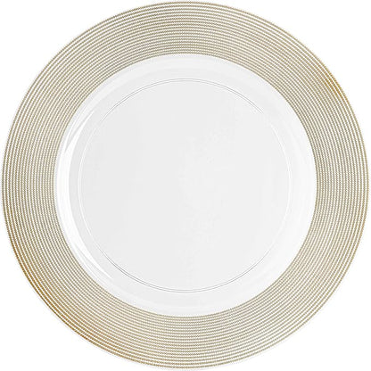 PARTY BARGAINS 13-Inch Charger Plates - 48 Pack, Clear Gold Rope Textured Rim, Heavy-Duty Disposable Chargers for Elegant Dining - Ideal for Weddings and Formal Events