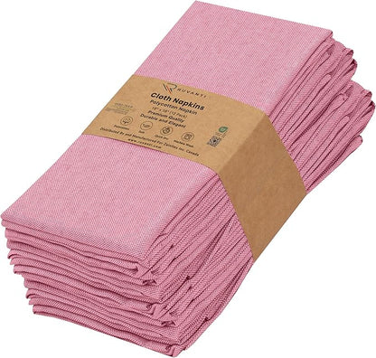 Ruvanti Cloth Napkins Set of 12, 18x18 Reusable Napkins Cloth Washable, Soft & Durable Table Napkin, Poly Cotton Fabric Dinner Napkins for Parties, Christmas, Thanksgiving, Weddings - Bubblegum