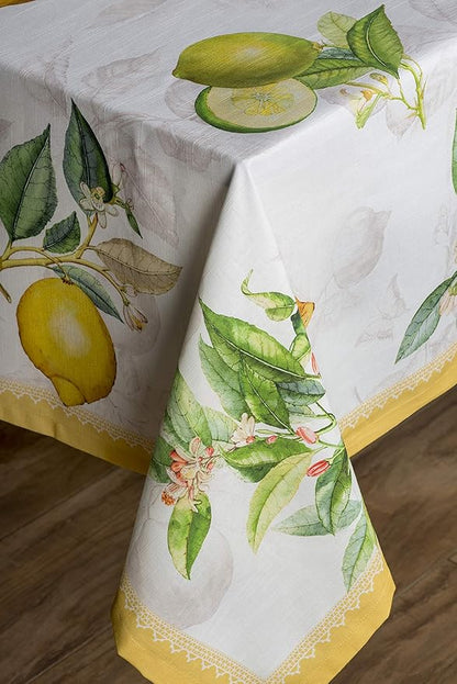 Maison d' Hermine Table Cloth Rectangle Table 100% Cotton 60 x 90 Inches Tablecloth Reusable Decorative for Dining Room Farmhouse Home Valentines Day Decorations Spring Summer - Limoncello