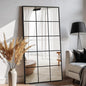 Large Window Pane Full Length Mirror for Wall, 55"x28" Black Rectangular Wall Mirror for Living Room, Bedroom, Entryway, Hanging or Leaning