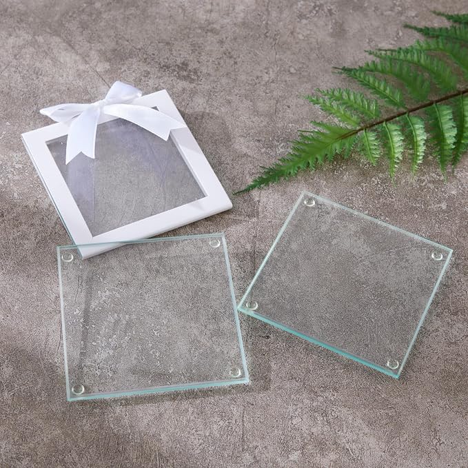 Kate Aspen Clear Glass Drink Coasters Set of 48 - Image 7