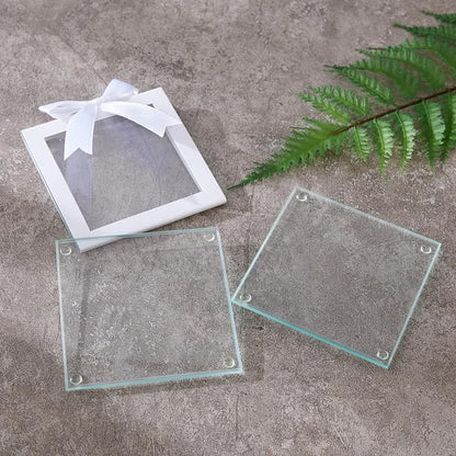 Kate Aspen Clear Glass Drink Coasters Set of 12 - Image 7