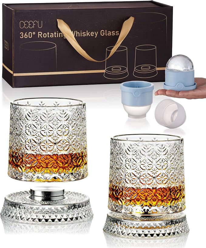 CEEFU 360° Spinning Whiskey Glasses Set by CEEFU