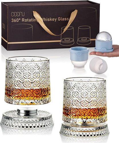 CEEFU 360° Spinning Whiskey Glasses Set by CEEFU