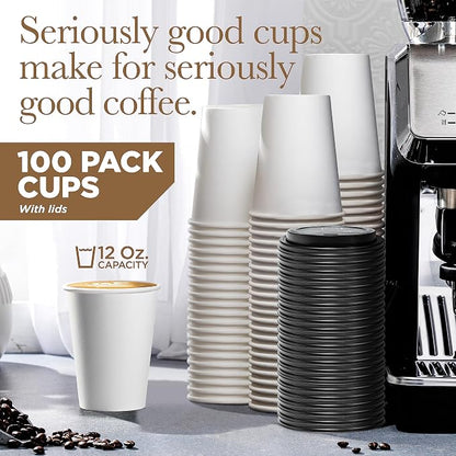 Disposable Coffee Cups with Lids 12 oz - Image 2