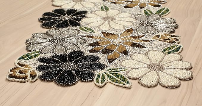 Lightnpro Floral Handmade Decorative Thanksgiving Christmas Beaded Table Runner - Image 4