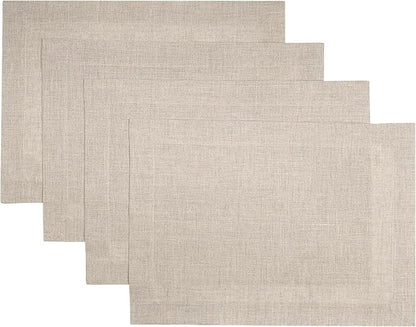 D'Moksha Homes Linen Natural Placemats Set of 4-100% Pure Linen Placemats 14 x 19 Inch for Valentines, Spring, Easter - Handcrafted and Machine Washable