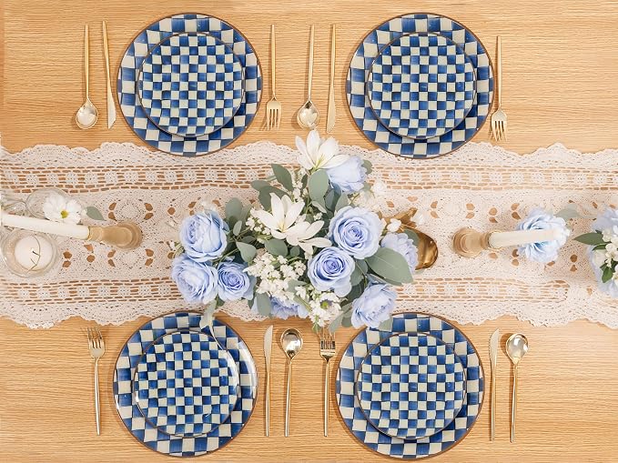 U-QE 20PCS Blue Plastic Plates for Party - Image 9