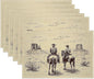 Cloth Placemats,Western Cow Boy Fabric Placemats Set of 6,Washable Retro Table Mats,Decorative Place Mats for Dining Home Kitchen Holiday Party 11.8x17.7 Inch