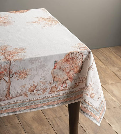 Maison d' Hermine Table Cloth Rectangle Table 100% Cotton 70 x 108 Inches Fall Tablecloth Reusable Everyday Use for Thanksgiving Christmas Decorations Dining Farmhouse Party (Giving Thanks)