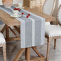 NEWISHER Farmhouse Braided Striped Embroidery Table Runner 90 inches Grey | by Newisher