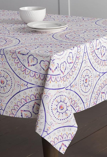 Maison d' Hermine Table Cloth Rectangle Table 100% Cotton 60 x 108 Inches Tablecloth Reusable Decorative for Dining Room Farmhouse Home Valentines Day Decorations Spring Summer - Mandala