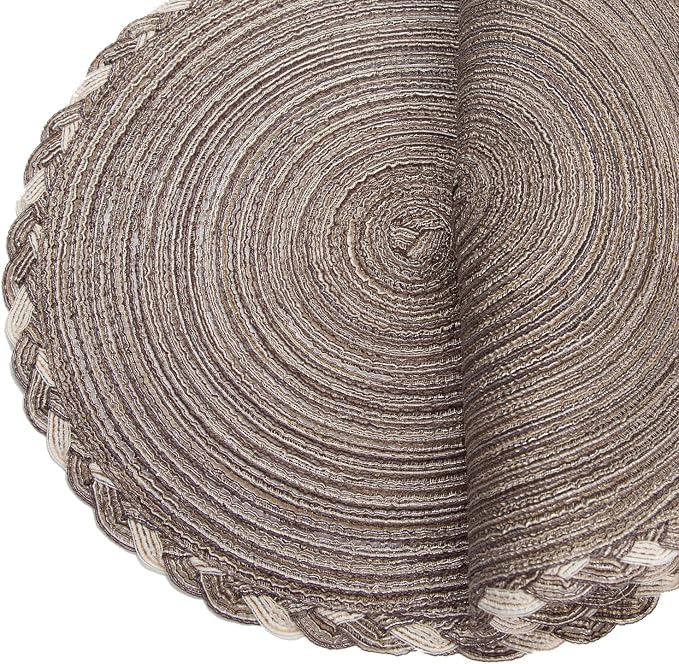 SHACOS Round Placemats Set of 4 Braided Glitter Round Table Placemats 15 inch - Image 2