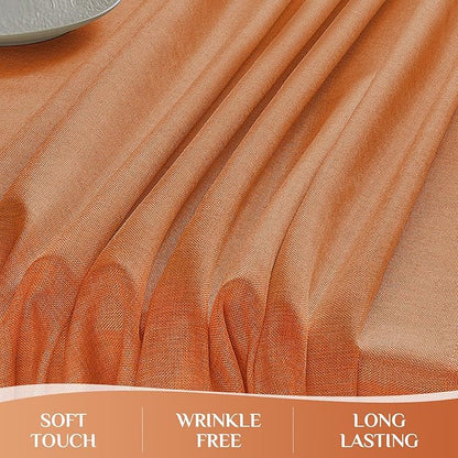 Softalker Extra Lang Table Cloth for 6/8 Foot Rectangle Table 60x120 inch Orang Faux Linen Tablecloth Outdoor Waterproof Stain and Wrinkle Resistant Table Cover for Fall Garden Party Decor Tabletop