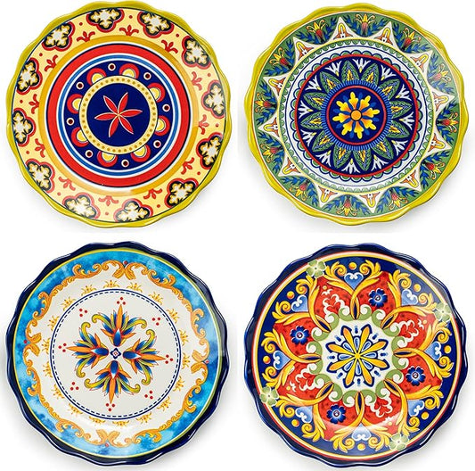 UNICASA Ceramic Dinner Plate Set of 4, 10.5 Inch Porcelain Pasta Plates Set– by UNICASA