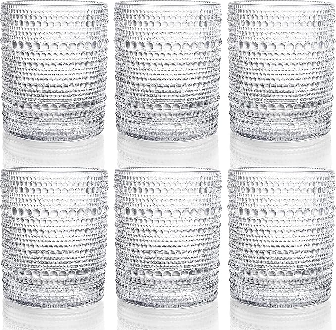 ZOOFOX Set of 6 Romantic Water Glasses, 12 oz Hobnail Glasses Tumbler by zoofox