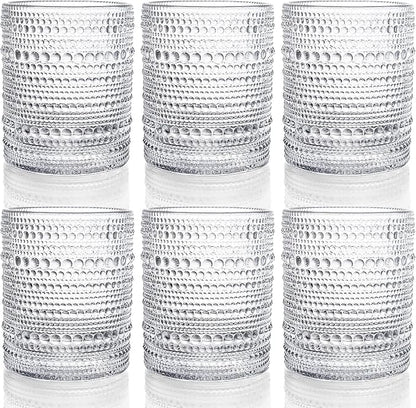 ZOOFOX Set of 6 Romantic Water Glasses, 12 oz Hobnail Glasses Tumbler by zoofox