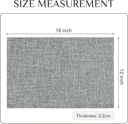 Softalker Faux Linen Placemats Set of 4-12 x 18 Inch, Heat Resistant Double Layered Durable Burlap Farmhouse Place Mats, Non-Slip Washable Rustic Table Mats for Dining, Kitchen, Party（Ash Grey