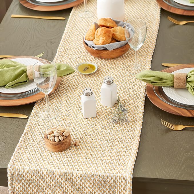 DII Woven Basics Collection 100% Cotton Knit Table Runner, Honey Gold - Image 4
