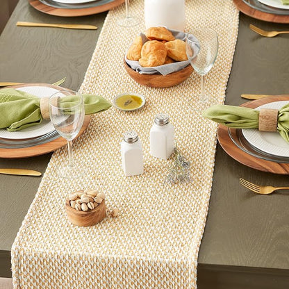 DII Woven Basics Collection 100% Cotton Knit Table Runner, Honey Gold - Image 4