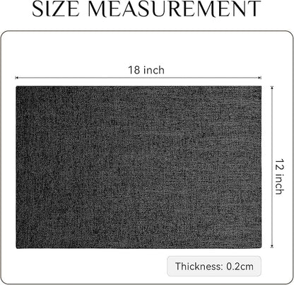 Softalker Faux Linen Placemats Set of 4-12 x 18 Inch, Heat Resistant Double Layered Durable Burlap Farmhouse Place Mats, Non-Slip Washable Rustic Table Mats for Dining, Kitchen, Party（Black