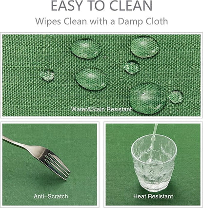 Rectangle Tablecloth Waterproof 60x144 inch Linen Textured Table Cloth Stain and Wrinkle Resistant Washable, Decorative Fabric Table Cover for Dining, Party and Camping, Green