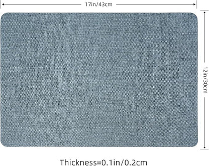Heat Resistant Placemats Set of 6, 17x12in Waterproof Wipeable Faux Leather Non Slip Table Mats, Easy to Clean, Stain Resistant, for Kitchen Dining Room– Charcoal Blue