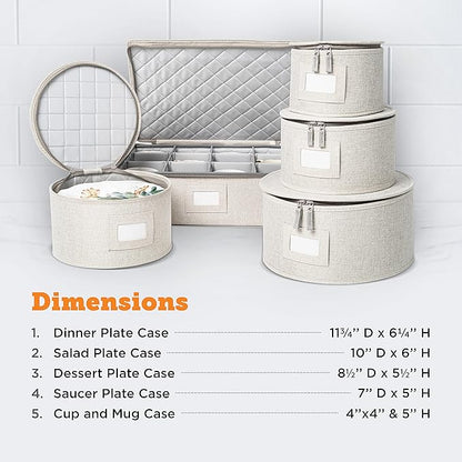 storageLAB China Storage Containers, Containers for Organizing, Hard Shell Case, Felt Plate Dividers, Moving Supplies, Storage Box, Wine, Dishes, Glasses Storage, Charger Plates Storage Containers