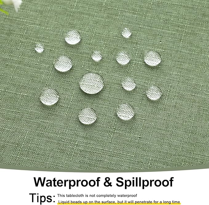 Smiry Rectangle Table Cloth Linen Textured, Waterproof Spillproof Anti-Wrinkle Burlap Tablecloth, Washable Decorative Fabric Table Cover for Dining, Party, Banquet, 60 x 102 Inch, Sage Green