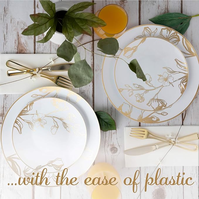 PLASTICPRO White Plastic Design Party Plates Premium heavyweight Elegant - Image 3