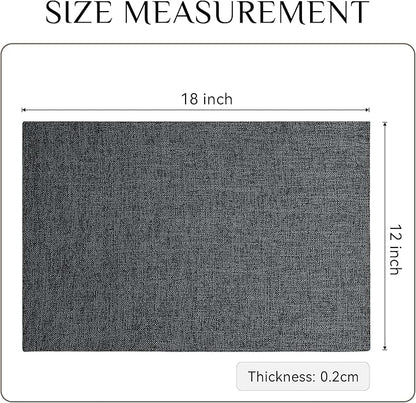 Softalker Faux Linen Placemats Set of 4-12 x 18 Inch, Heat Resistant Double Layered Durable Burlap Farmhouse Place Mats, Non-Slip Washable Rustic Table Mats for Dining, Kitchen, Party（Dark Grey