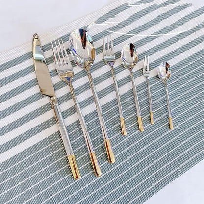 Silverware Set Service for 20, IKXO 80-Piece Modern Stainless Steel Flatware - Image 5