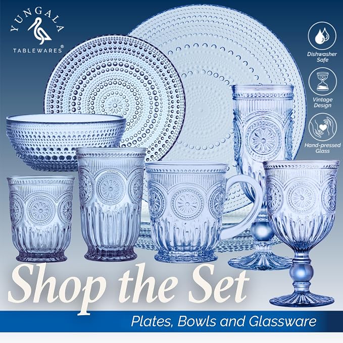 Blue Glass Mugs Set of 4, 10oz Coffee Cups or Vintage Tea Cups, Aesthetic Blue - Image 7